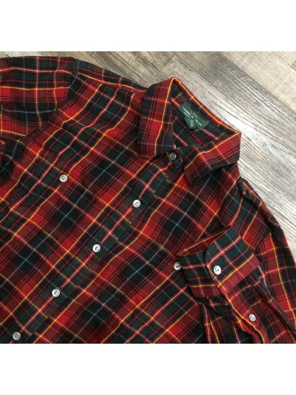 Lauren Ralph Lauren Womens Medium Red & Green Plaid Button Up Shirt